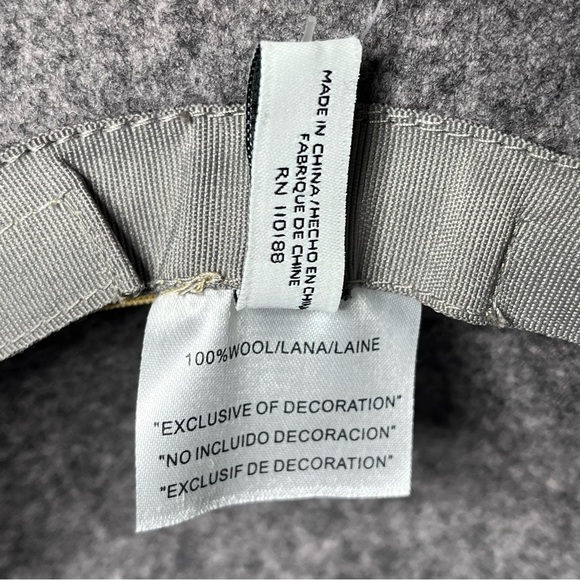 Nine West Bucket Hat 100% Wool Gray Felt Wool Flower Adjustable Band OS NEW - Picture 7 of 9
